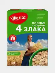 Хлопья овсяные с отрубями Увелка "4 злака", 350г