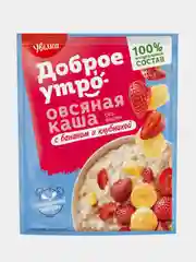 Каша овсяная быстрого приготовления Увелка, с бананом и клубникой, 20 штук по 40 г
