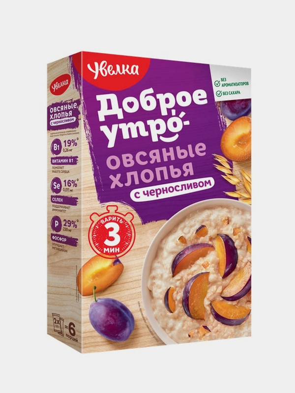 Хлопья овсяные Увелка, с черносливом, 240 г