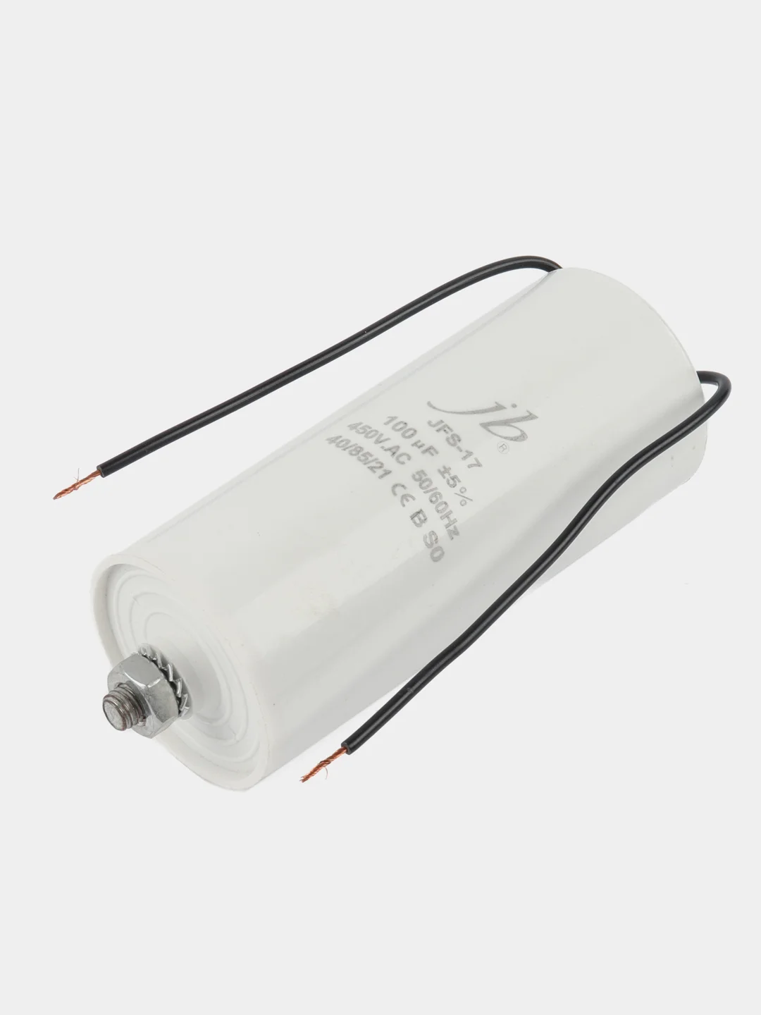Конденсатор пусковой CBB60, 100uF, 450V, гибкие выводы + болт
