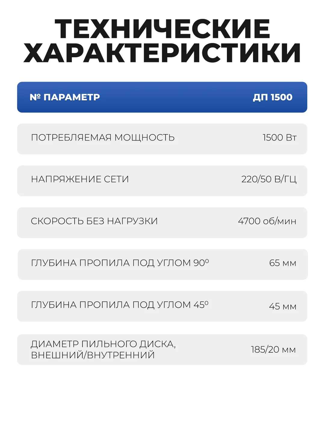 Дисковая пила циркулярная ELECTROLITE ДП 1500, 1500 Вт, диск 185 мм, пропил до 65 мм