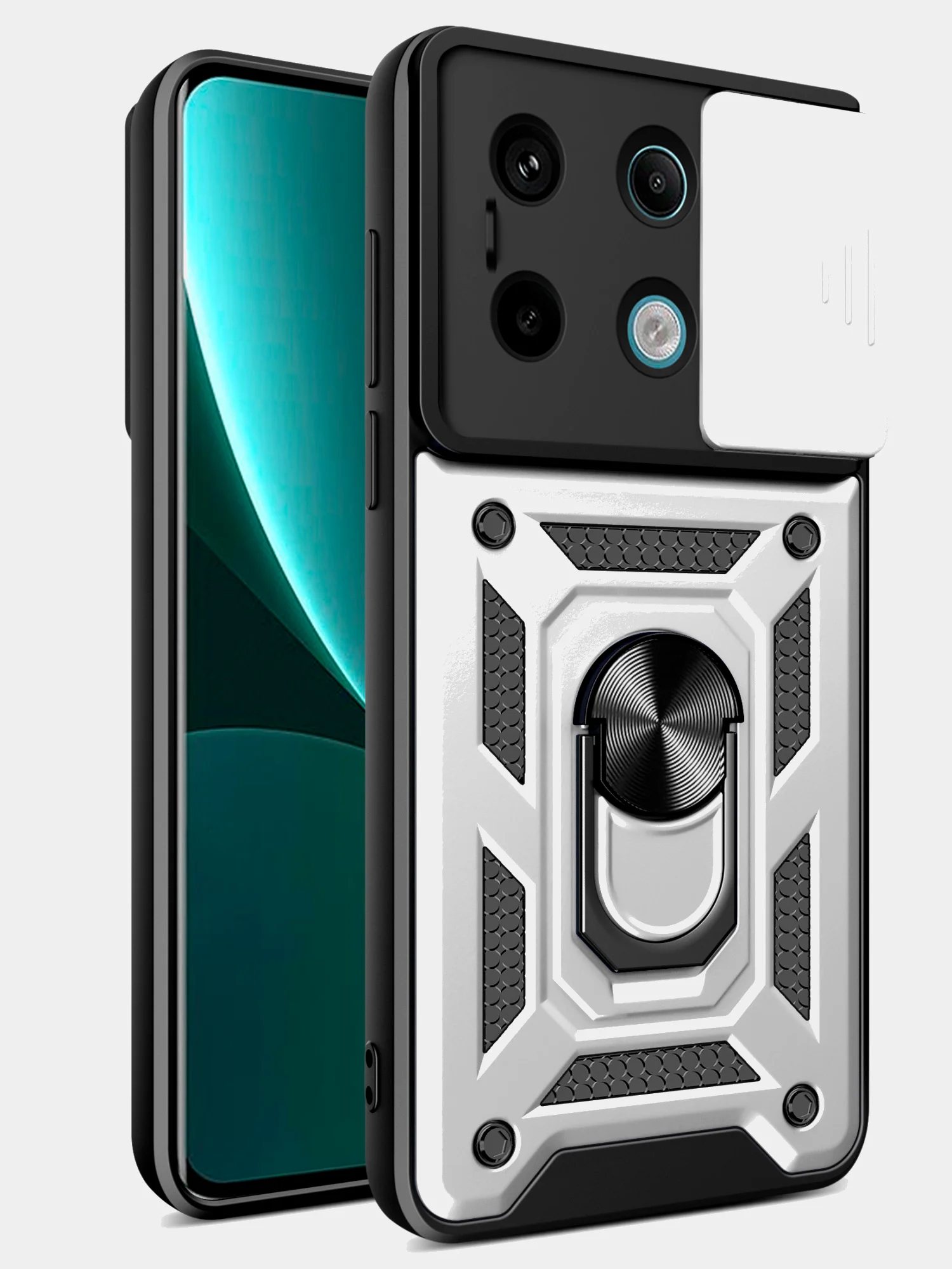 Серебряный чехол противоударный armors для Xiaomi Poco X6 5G и Xiaomi Redmi Note 13 Pro 5G