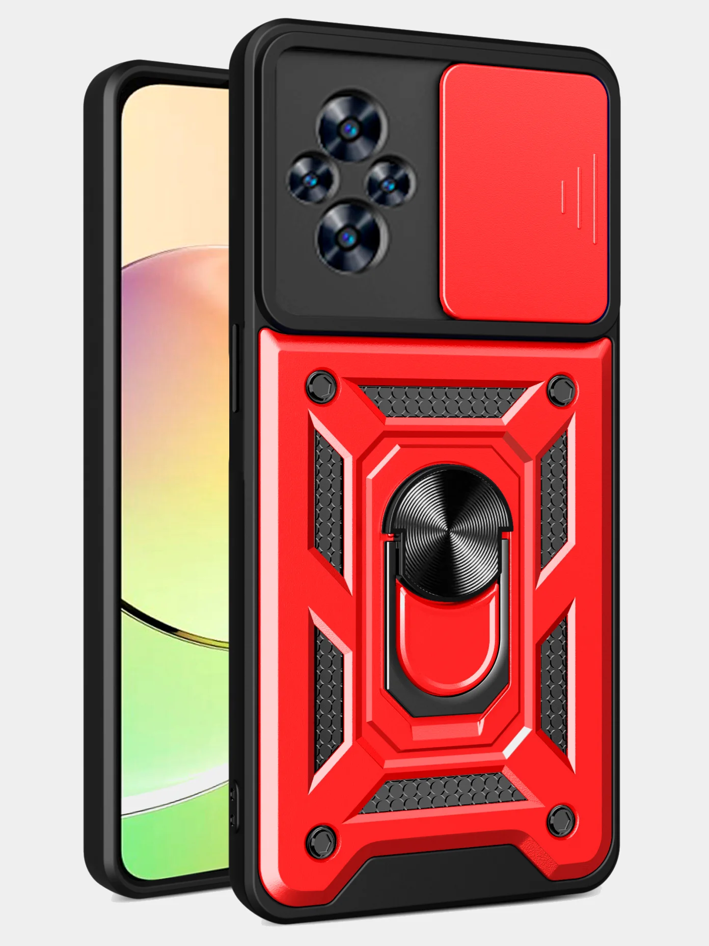 Красный чехол противоударный armors для Realme C67 4G / Реалми С67 4G с защитой камеры