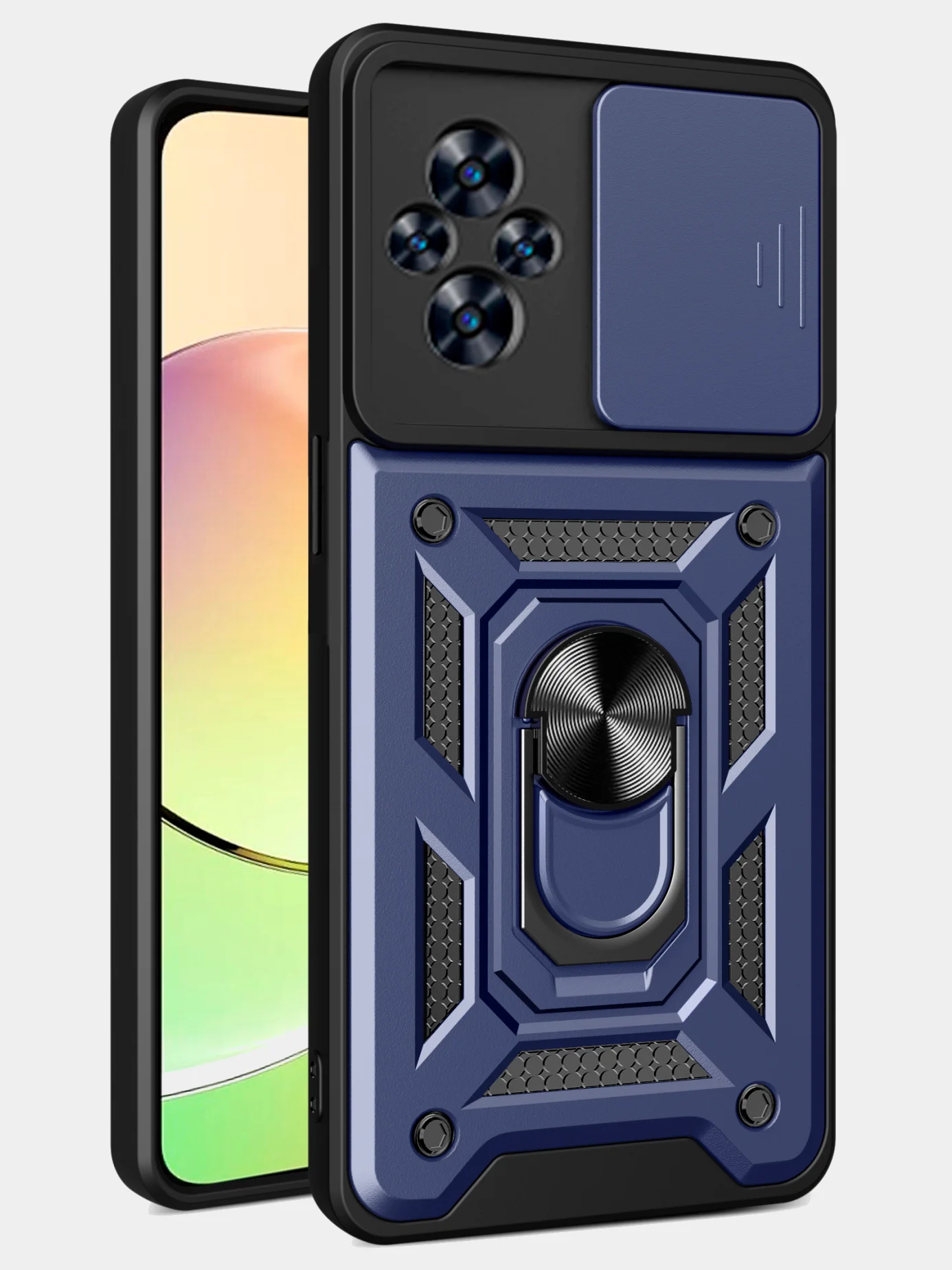 Темно-синий чехол противоударный armors для Realme C67 4G / Реалми С67 4G с защитой камеры