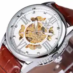 Серебряный часы механические, наручные, мужские, SEWOR, скелетон, с автоподзаводом