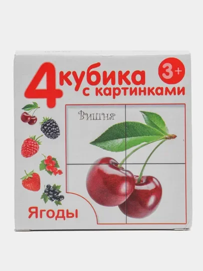 Оранжевый кубики детские пластмассовые  с картинками "Лесные / домашние животные"