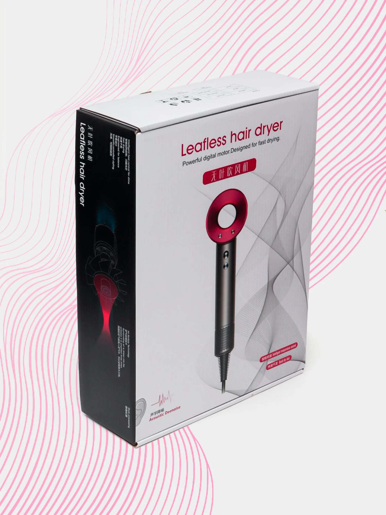 Тёмно-розовый фен Super Hair Dryer, для сушки и укладки волос, 5 в 1