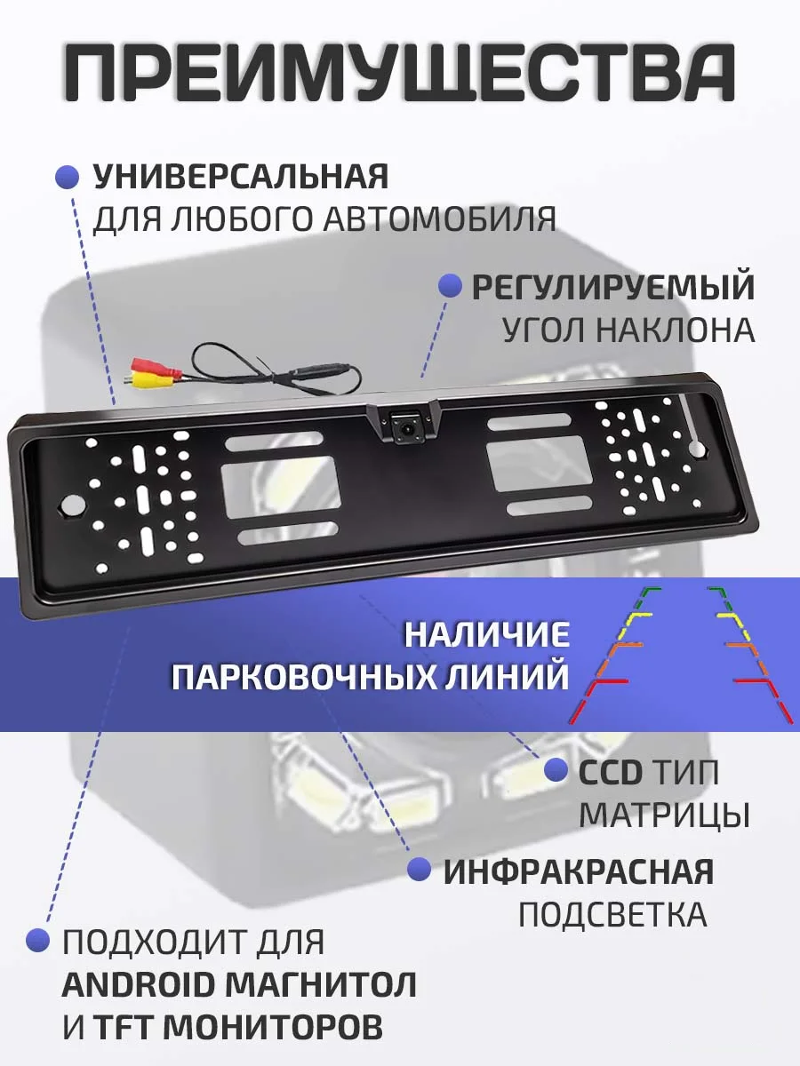 Камера заднего вида в рамке номерного знака с инфрокрасными диодами
