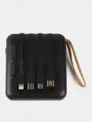 Черный powerbank со встроенными кабелями, Lightning, Type-C, фонарик, 20000 mAh