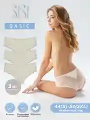 Трусы-слипы женские SISI SI5505 Slip цветные, кружевные, хлопковые, набор 3 штуки