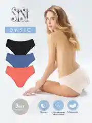 Трусы-слипы женские SISI SI5104 Slip цветные, хлопковые, набор 3 штуки