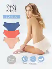 Трусы-слипы женские SISI SI5104 Slip цветные, хлопковые, набор 3 штуки