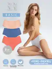 Трусы-слипы женские SISI SI5107 Slip (midi) , цветные, хлопковые, набор 3 штуки