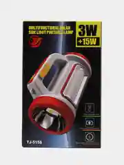 Фонарь кемпинговый аккумуляторный, 3+15 Вт, 2000 мАч, LED, USB, 5 режимов, солн. батарея