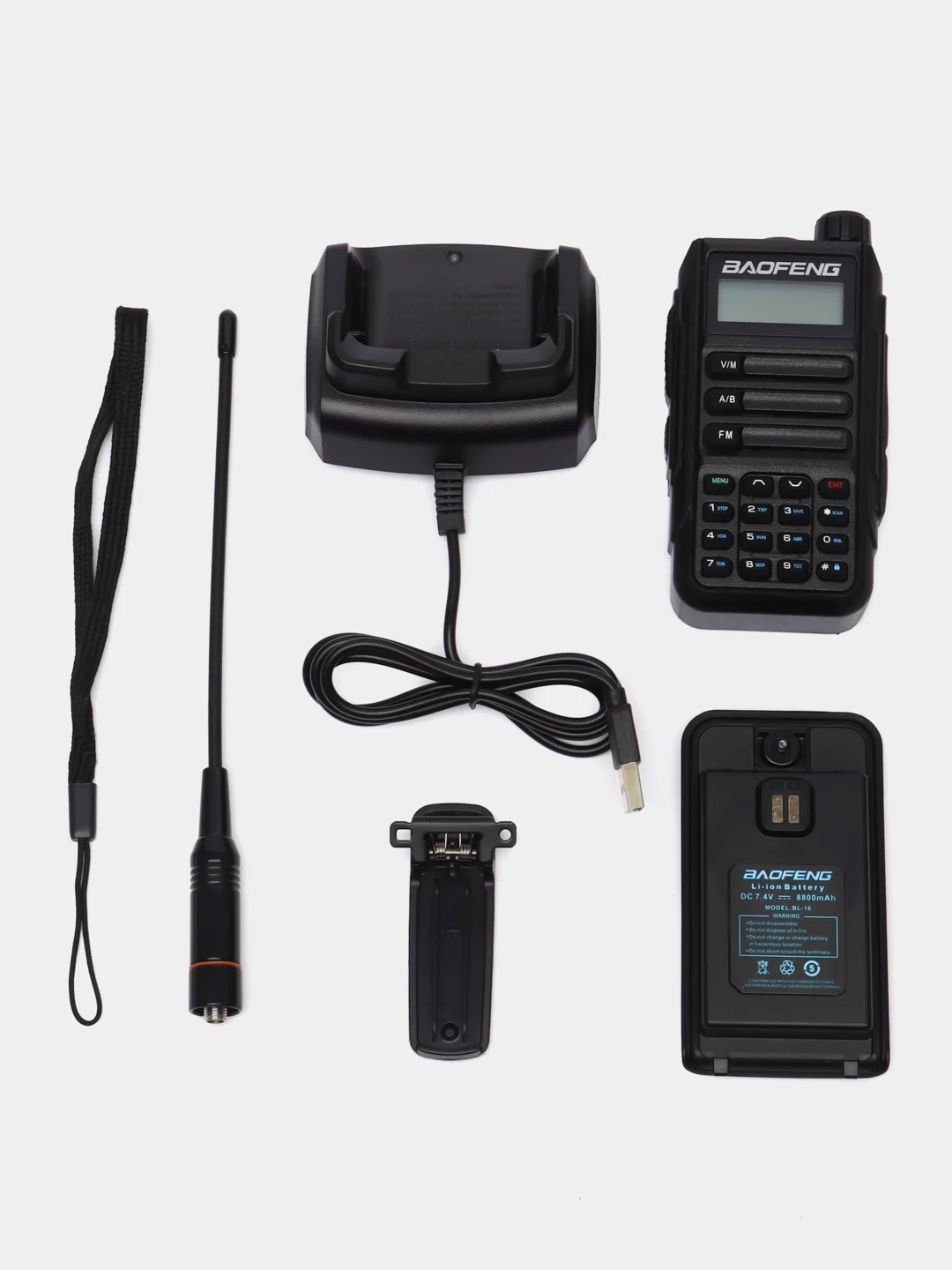 Черный рация Baofeng UV-16 Pro радиостанция портативная с зарядкой от usb Tupe-C