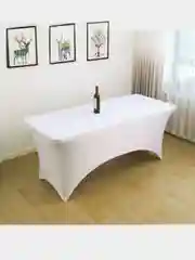 Белый стрейч эластичный , Чехол на фуршетный стол