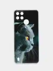 Тёмно-серый чехол на Oppo Realme C21Y/C25Y / Реалми C21Y/C25Y прозрачный, с рисунком, защита камеры