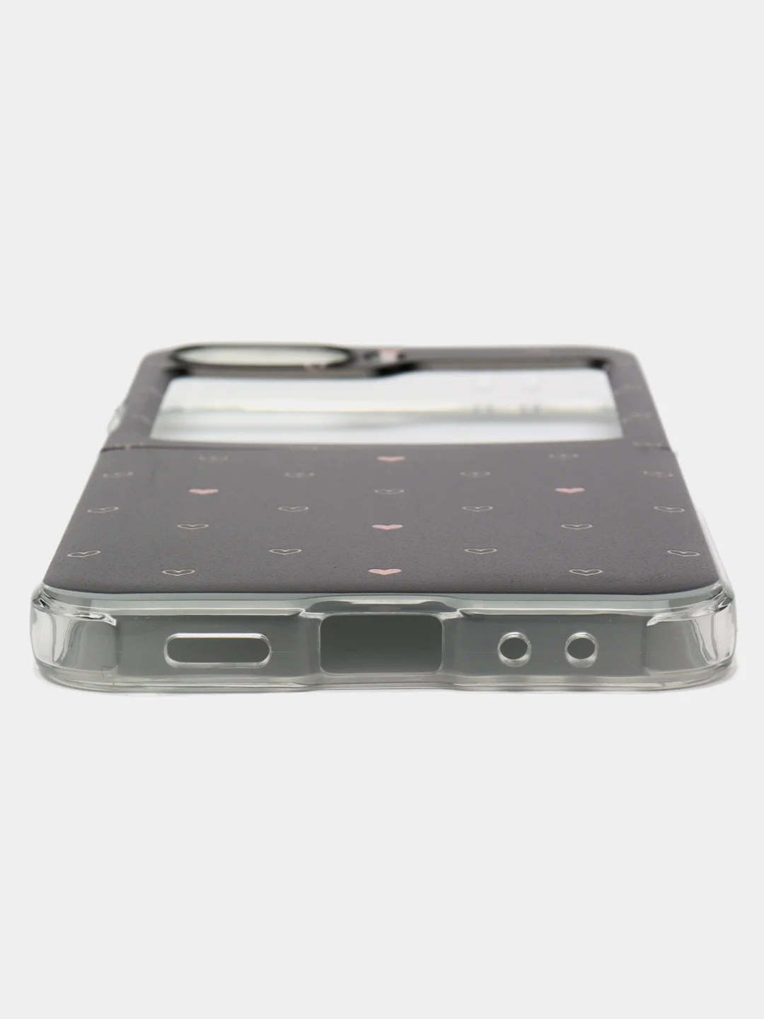 Черный чехол на Samsung Galaxy Z Flip 6 / Самсунг Z Flip 6 прозрачный, с рисунком, защита камеры