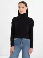 Черный свитер укороченный женский теплый