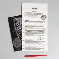 Гравюра Кошечка с металлическим эффектом серебро А5