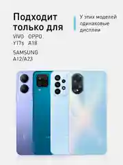 Прозрачный стекло для Vivo Y17s, Samsung Galaxy A12 / A23, Oppo A18 защитное олеофобное ROSCO, рамка