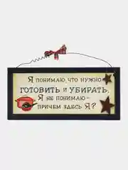 Табличка "Я понимаю, что нужно убирать и готовить, но не понимаю причем здесь я."