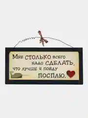 Табличка интерьерная "Мне столько всего нужно сделать, что лучше я пойду посплю"