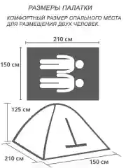 Палатка туристическая двухместная, 210х150х125