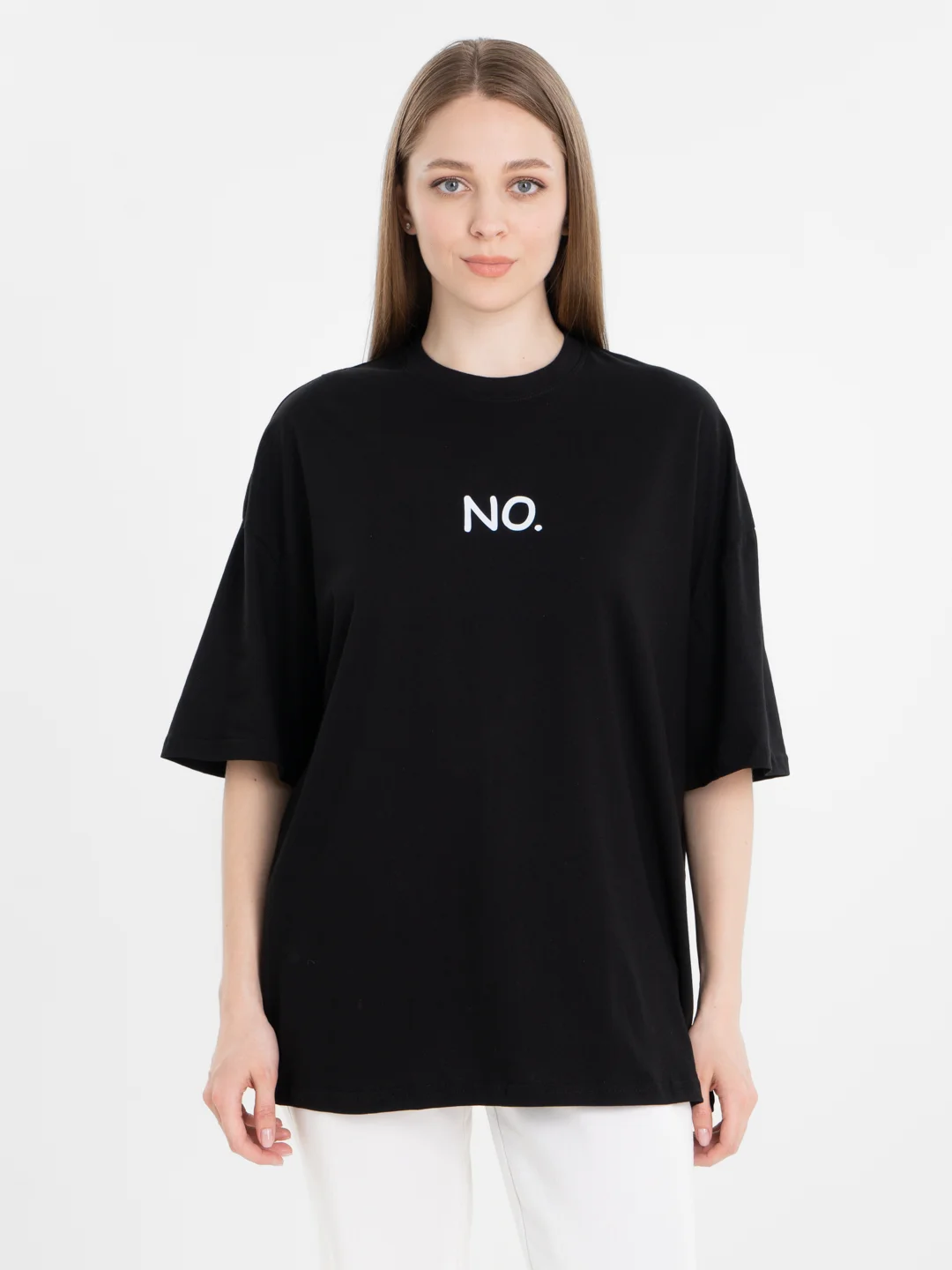 Черный футболка оверсайз "YES/NO", унисекс, oversize, T-Shirt с принтом, хлопок