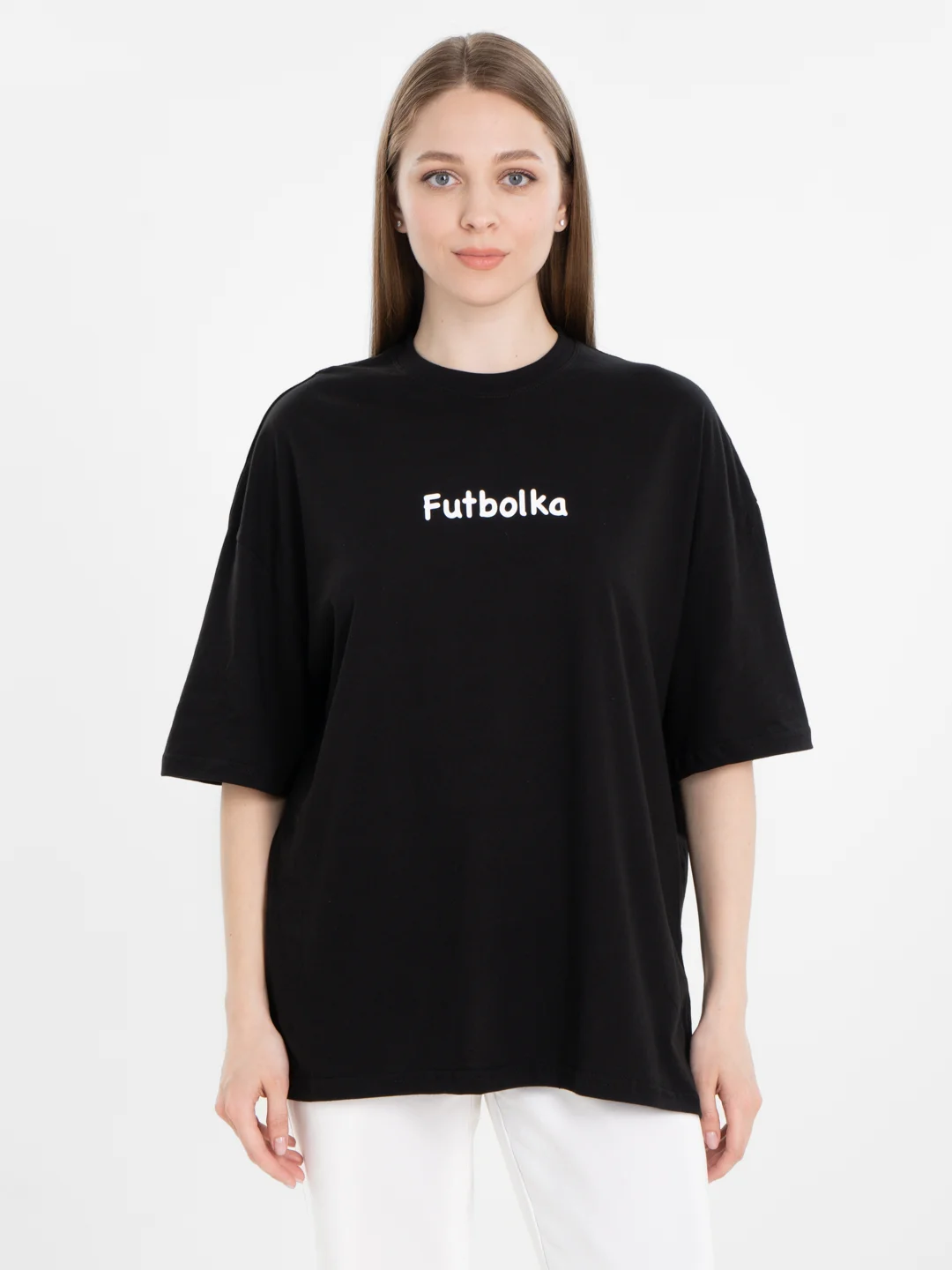 Черный футболка оверсайз "Futbolka", унисекс, oversize, T-Shirt с принтом, хлопок