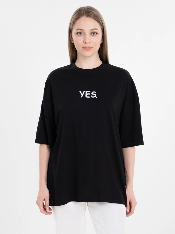 Футболка оверсайз "YES/NO", унисекс, oversize, T-Shirt с принтом, хлопок