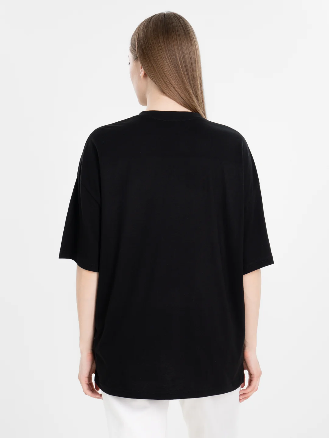 Черный футболка оверсайз "Slavic Girl", унисекс, oversize, T-Shirt с принтом, хлопок