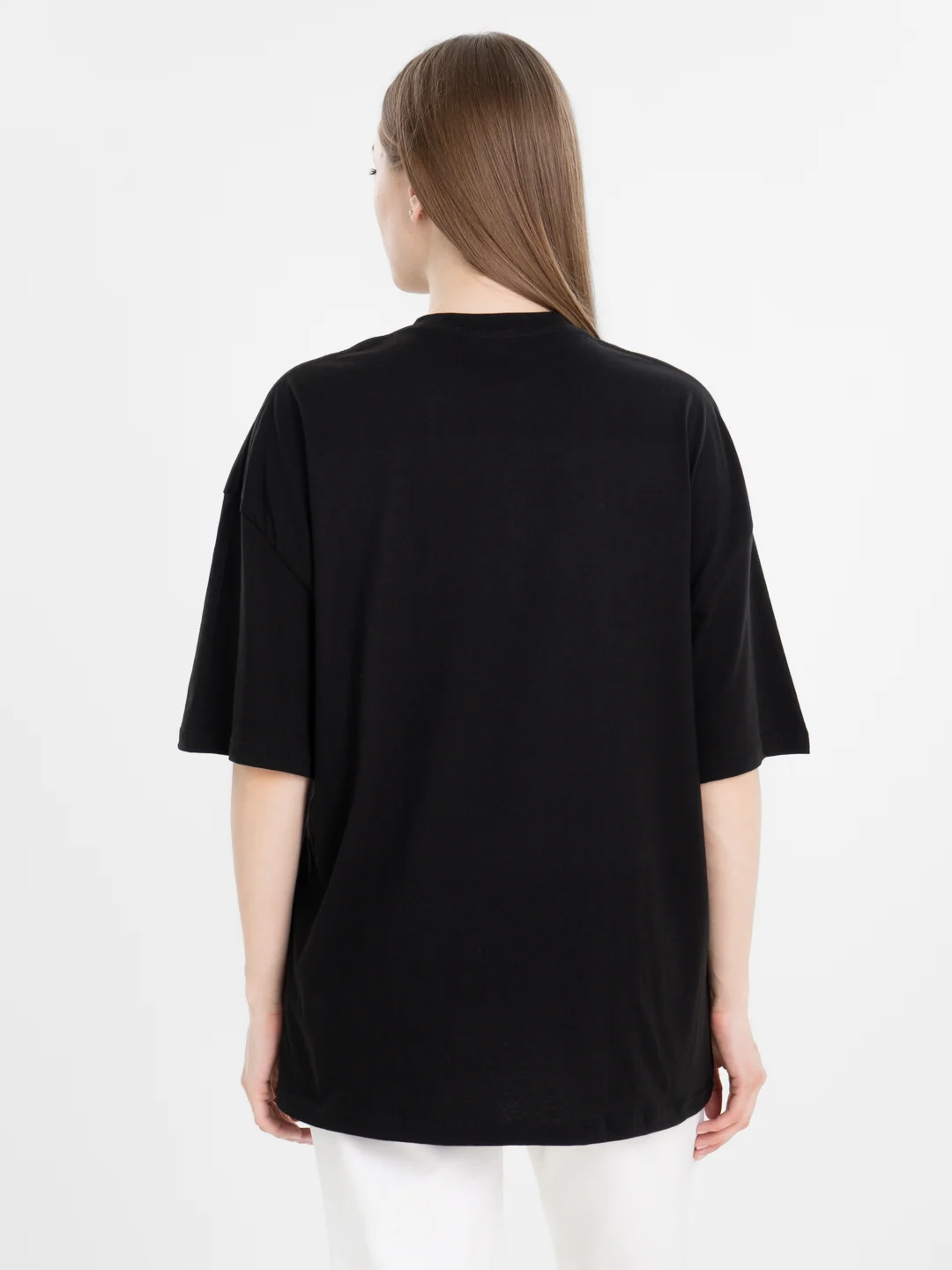 Черный футболка оверсайз "I am okay", унисекс, oversize, T-Shirt с принтом, хлопок