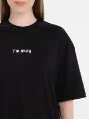 Черный футболка оверсайз "I am okay", унисекс, oversize, T-Shirt с принтом, хлопок