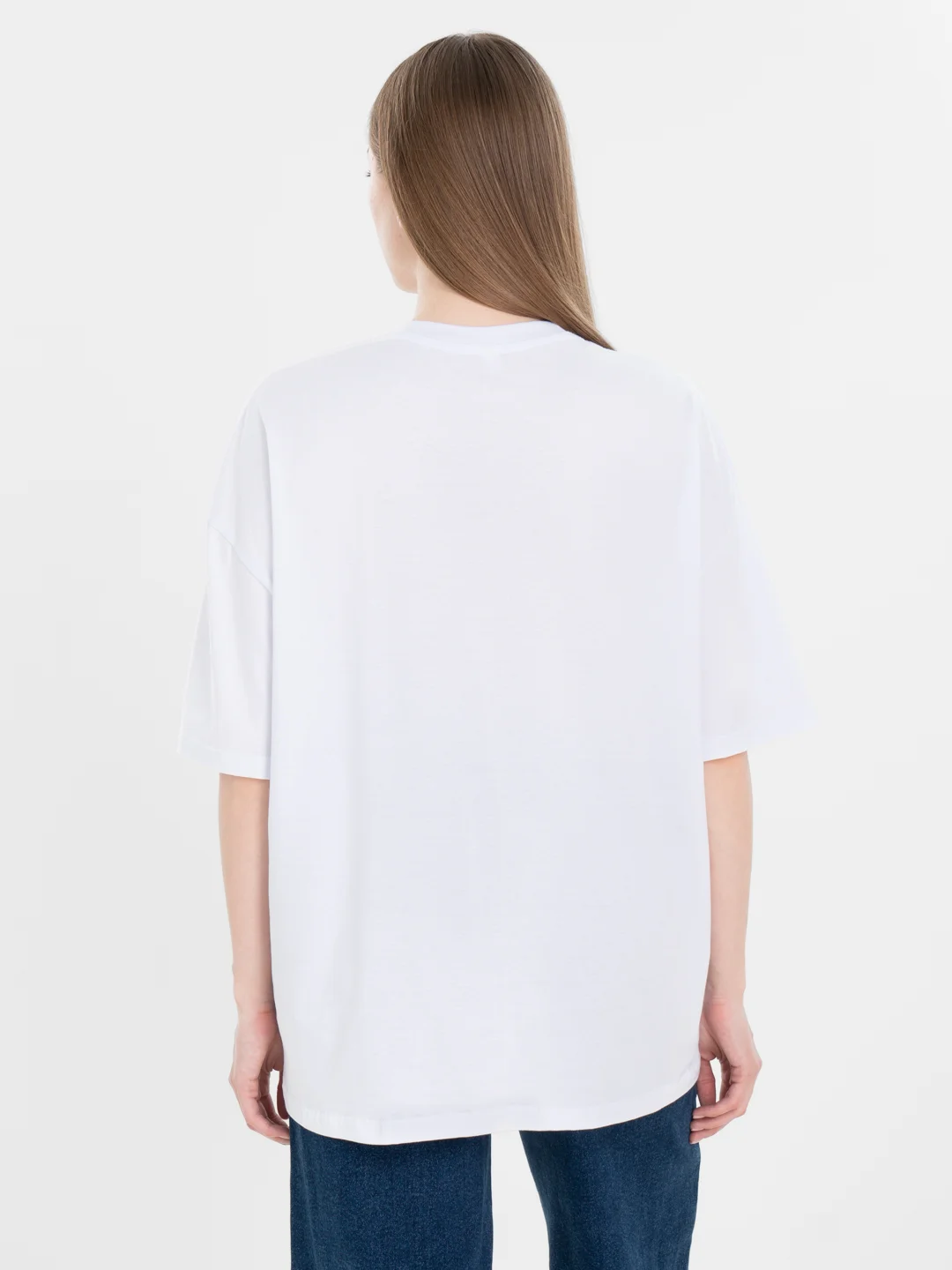 Белый футболка оверсайз "Пофиг", унисекс, oversize, T-Shirt с принтом, хлопок