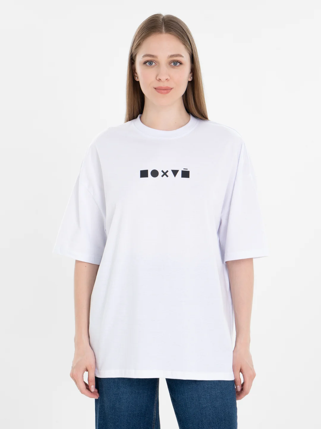 Белый футболка оверсайз "Пофиг", унисекс, oversize, T-Shirt с принтом, хлопок