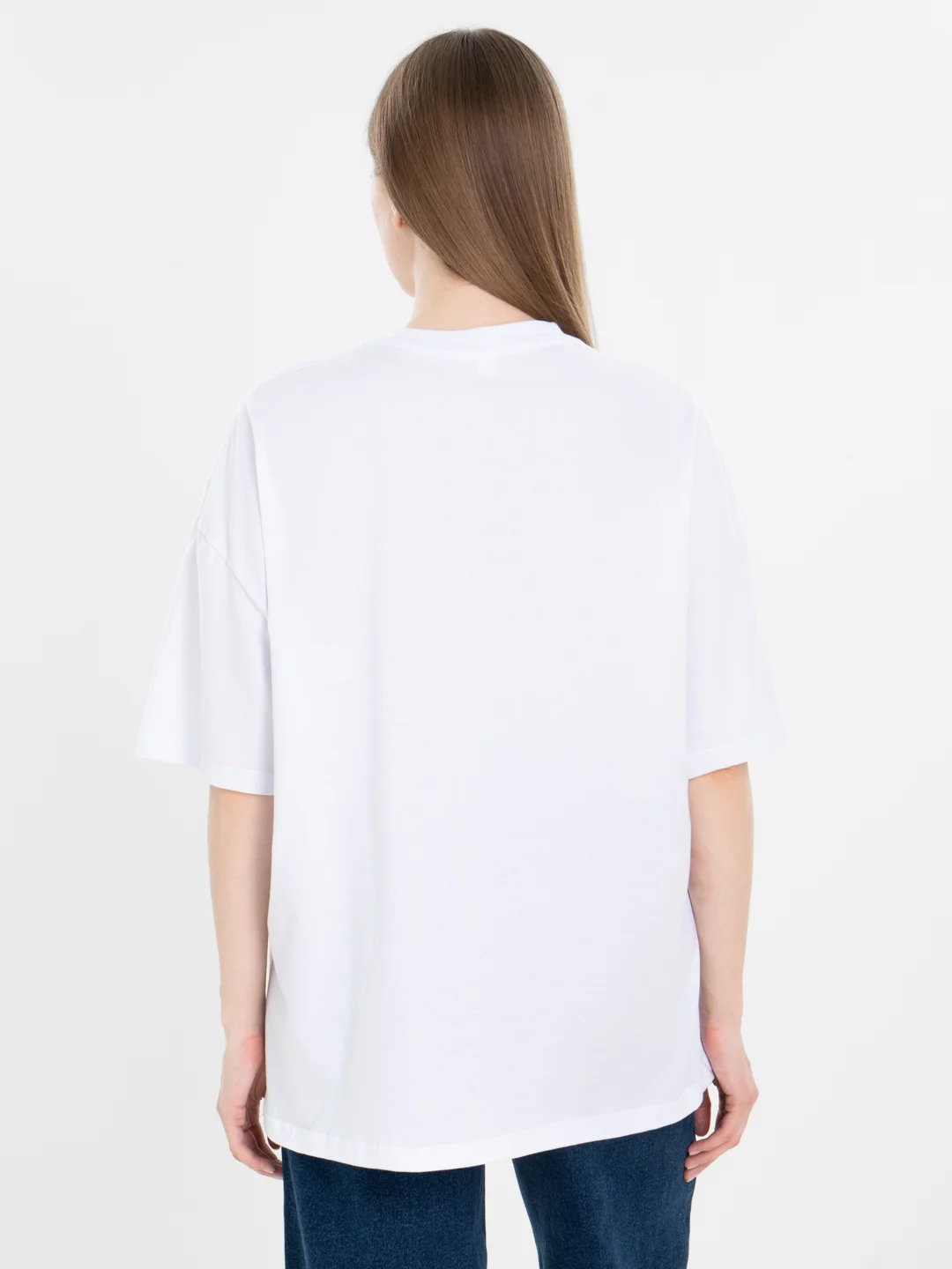 Белый футболка оверсайз "Minimal", унисекс, oversize, T-Shirt с принтом, хлопок