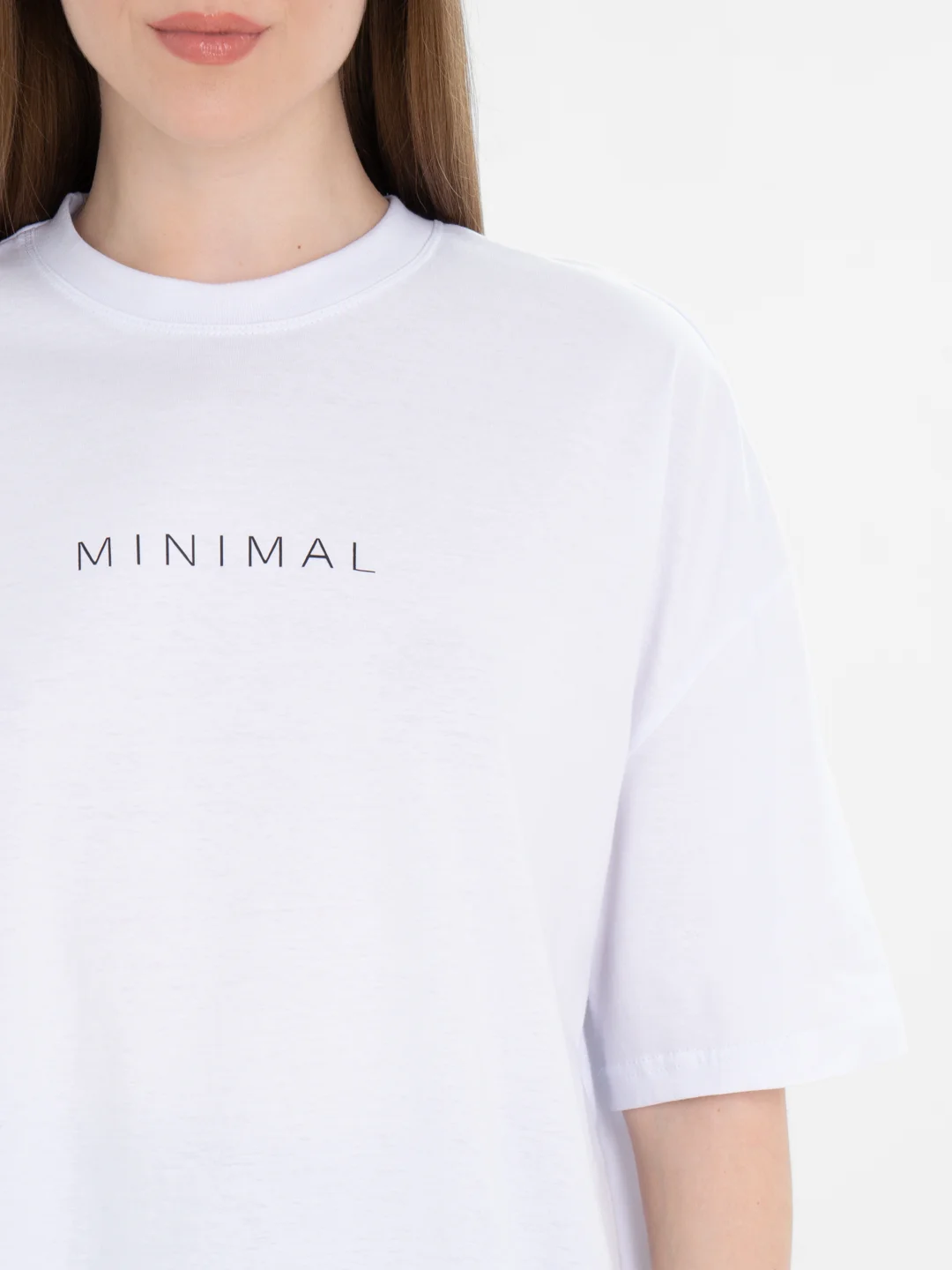 Белый футболка оверсайз "Minimal", унисекс, oversize, T-Shirt с принтом, хлопок