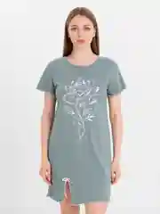 Бирюзовый туника женская из хлопка, сорочка ночная