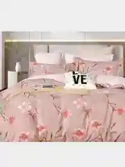 Коралловый меланж комплект постельного белья на резинке ЕВРО, хлопок 80%, вискоза 20%, пододеяльник,простынь