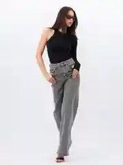 Угольный женские джинсы широкие wide leg трубы палаццо