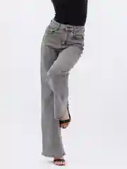 Серый меланж женские джинсы широкие wide leg трубы палаццо