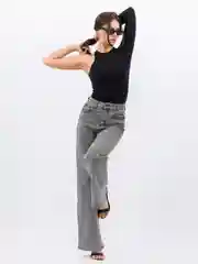 Угольный женские джинсы широкие wide leg трубы палаццо