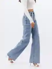 Небесно-голубой женские джинсы широкие wide leg трубы палаццо