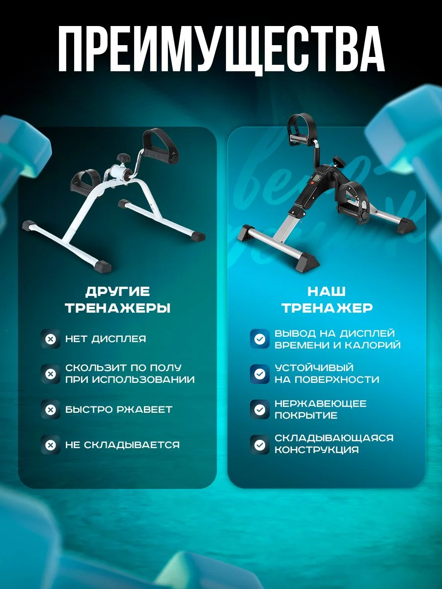 Велотренажер мини для рук и ног, черный