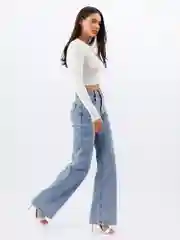 Небесно-голубой женские джинсы широкие wide leg трубы палаццо
