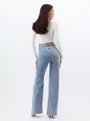 Небесно-голубой женские джинсы широкие wide leg трубы палаццо