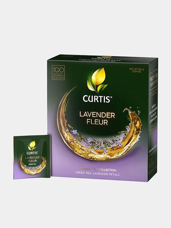 Чай зеленый CURTIS Lavender Fleur, c лавандой, 100 пакетиков