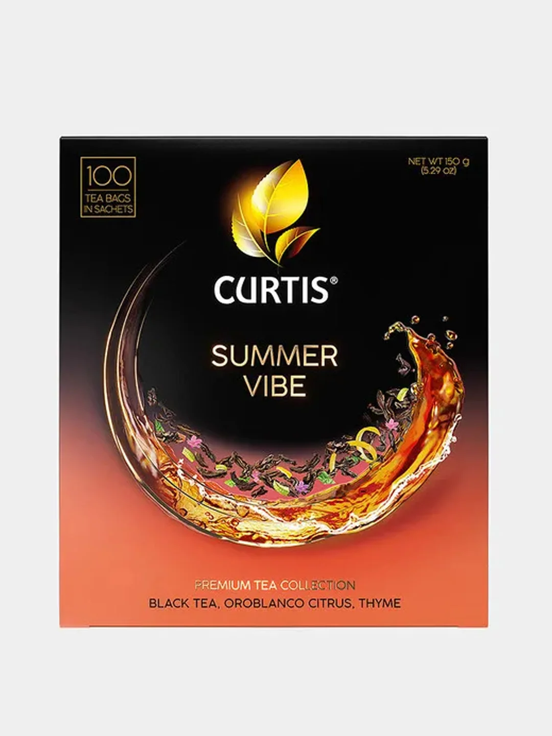 Чай черный CURTIS Summer Vibe, c чабрецом, мятой и ароматом цитрусовых, 100 пакетиков