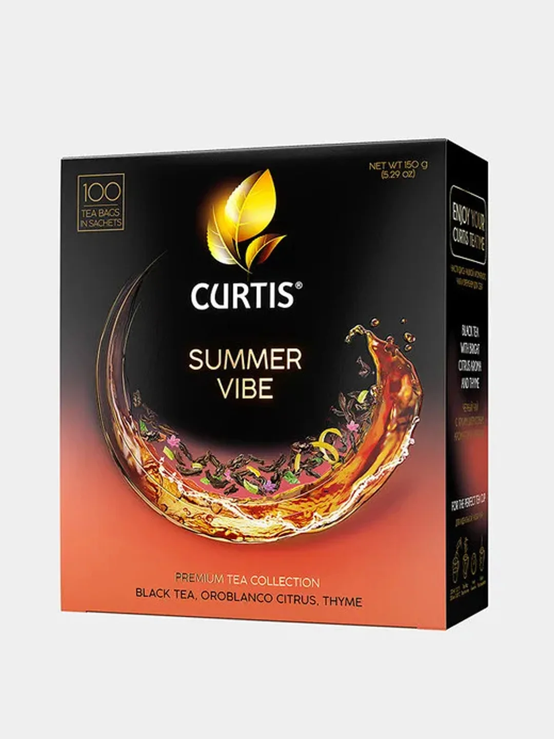 Чай черный CURTIS Summer Vibe, c чабрецом, мятой и ароматом цитрусовых, 100 пакетиков